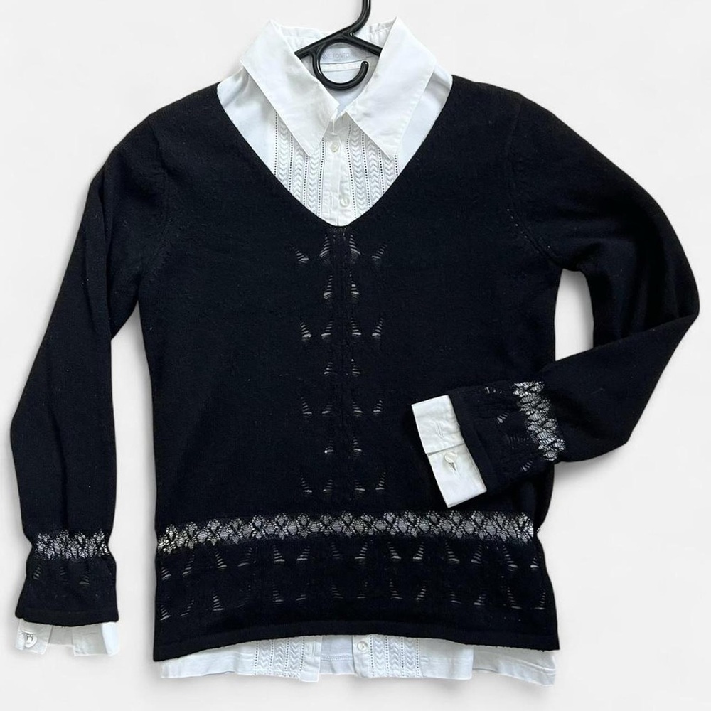 Max Studio Cashmere Black V-Neck Sweater
